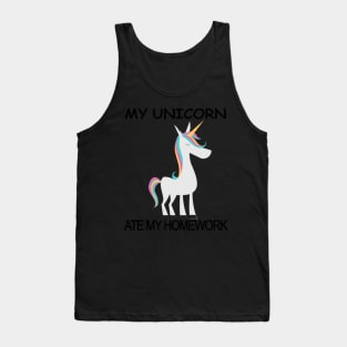 unicorn homework birthday girl women Tank Top